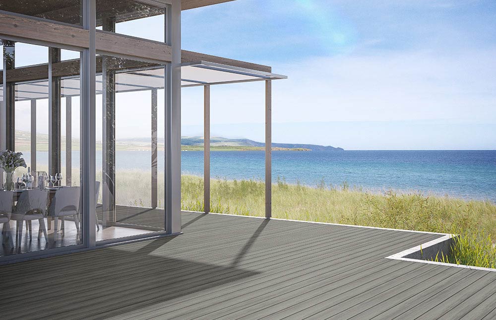 voyage sierra composite decking by the water