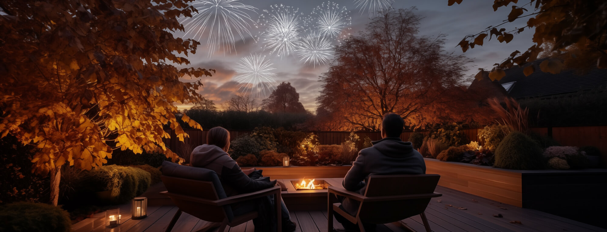 STORM Deckorators UK watching fireworks on composite decking
